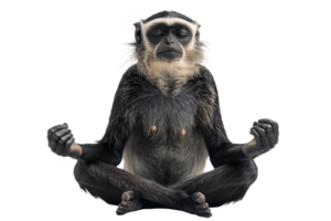 ai généré une singe séance dans le lotus position sur une transparent Contexte png