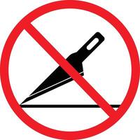 Do Not Use Sharp Blades to Open. Prohibition Icon. vector