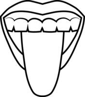 The Human Mouth, Teeth and Tongue. Simple Hand Drawn Line Illustration vector