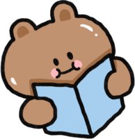 bear reading book png