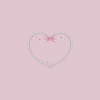 cute illustration of heart with pearls and bow in coquette style vector