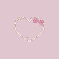 cute illustration of pink heart with bow in coquette style vector