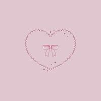 cute illustration of pink heart with bow in coquette style vector