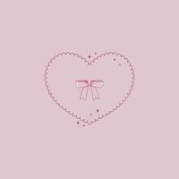 cute illustration of pink heart with bow in coquette style vector