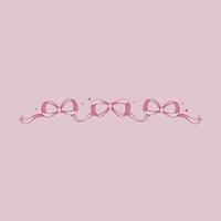 cute coquette style pink ribbon illustration with pearls and bow vector