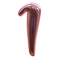 Number 1 in 3d rendering png