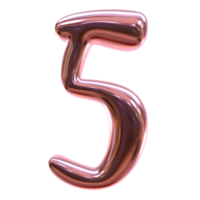 Number 5 in 3d rendering png