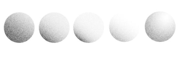 Gradient noise circles isolated. Black grain dots elements. Pixel disintegration, halftone effect vector