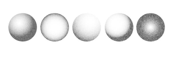 Circle noise texture. 3D grain sphere. Black dot vector halftone isolated. Grunge round spray.