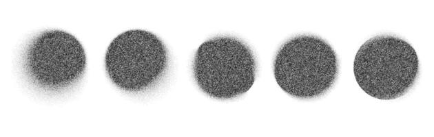 Grain dots or gradient noise texture circles stains, stipple do twork abstract shape. Black gradient pattern of vector grainy abstract dots