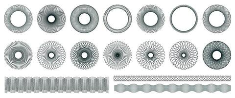 Spirograph graphic elements. Collection of abstract shapes for design. Vector illustration