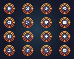 Set of silver buttons for mobile games game interface cartoon ui buttons set game ui buttons kit vector