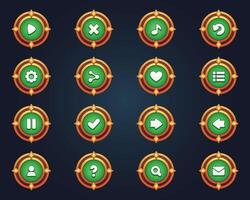 Set of green buttons for mobile games game interface cartoon ui buttons set game ui buttons kit vector
