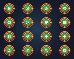 Set of green buttons for mobile games game interface cartoon ui buttons set game ui buttons kit vector