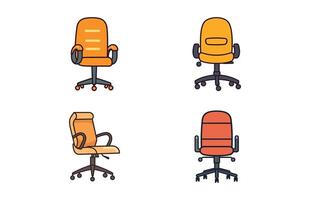 Set of different office chairs vector illustration, Office chair or desk chair in various points of view illustration