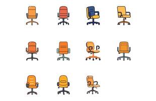 Set of different office chairs vector illustration, Office chair or desk chair in various points of view illustration