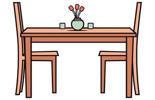 Dining Table and chairs Vector, Tables with chairs for dining illustration vector