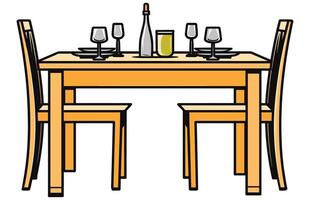 Dining Table and chairs Vector, Tables with chairs for dining illustration vector