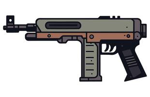 Submachine gun vector, submachine machine hand gun weapons stock vector illustration