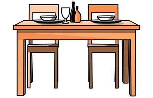 Dining Table and chairs Vector, Tables with chairs for dining illustration vector