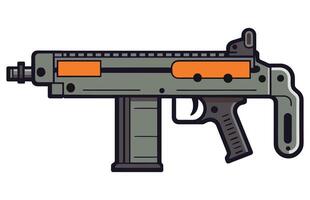 Submachine gun vector, submachine machine hand gun weapons stock vector illustration