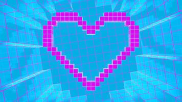 ciano e Rosa pixel coração fundo vj ciclo video