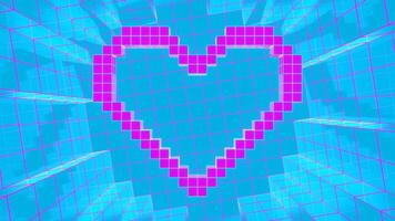 Cyan and Pink Pixel Heart Background VJ Loop video