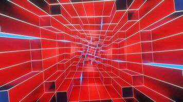 rood en wit en blauw neon gloeiend sci-fi spiraalvormig kamer achtergrond vj lus video