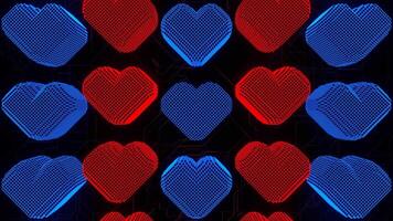 azul y rojo píxel corazones movimiento antecedentes vj lazo video