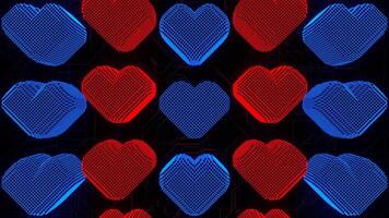 Blue and Red Pixel Hearts Movement Background VJ Loop video