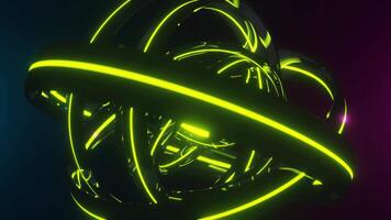 Fluorescent Yellow Sci-Fi Rings Background Loop Animation video