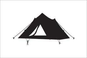 Camping cam and pine tree silhouette vector