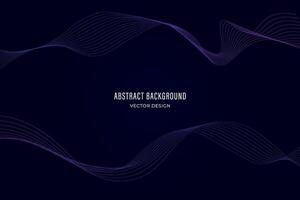 Abstract blue purple gradient flowing wave lines with light effect on dark blue background. Dynamic wave. Futuristic technology concept. Suit for poster, banner, cover, web, flyer. Vector illustration