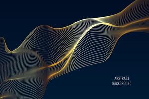 3D Vector wave lines pattern smooth curve flowing dynamic gold gradient light isolated on dark background for concept of luxury, technology, digital, communication, science, music