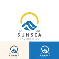 Sun sea Logo design creative premium sun beach vector template