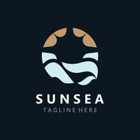 Sun sea Logo design creative premium sun beach vector