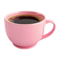 AI generated 3d pink ceramic cup with black coffee isolated on transparent background png