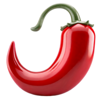 AI generated Hot red chili pepper with green stem isolated on transparent background. Realistic 3d rendering illustration png
