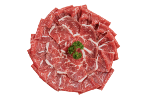 carne fresca crua fatiada com textura marmorizada png