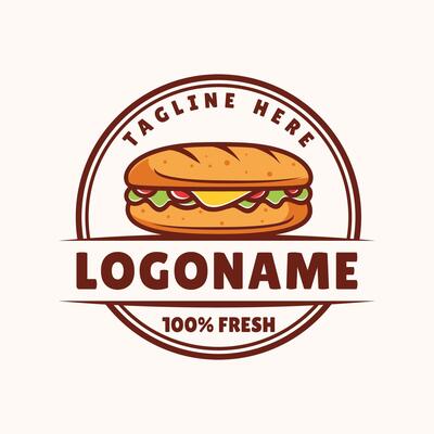 Sandwich logo template, Suitable for restaurant and cafe