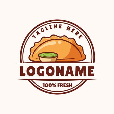 Hand drawn empanada logo template, Suitable for restaurant and cafe