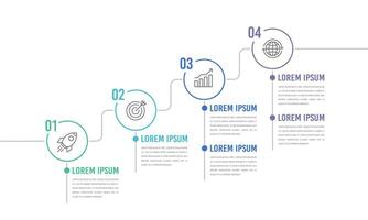 4 4 proceso cronograma infografía Delgado línea diseño modelo. negocio presentación. vector ilustración.