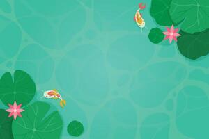 Floating Lotus Leaves Above Pool vector