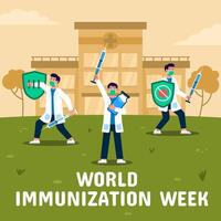 Three Doctors On Immunization Week Service vector