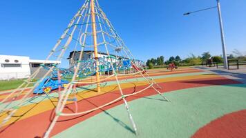 Smooth FPV flight through children's playground video