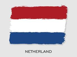 Netherland flag brush stroke design. National flag of Netherland vector