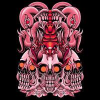 red scorpion with skull vector