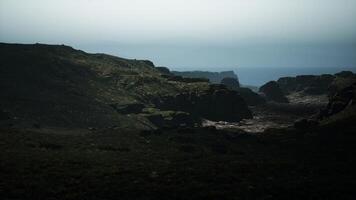 A view of the ocean from the top of a hill video