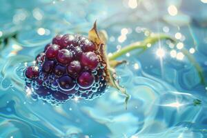 ai generado uvas a la deriva en agua superficie foto