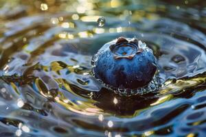 AI generated Blueberry Floating on Sparkling Water photo